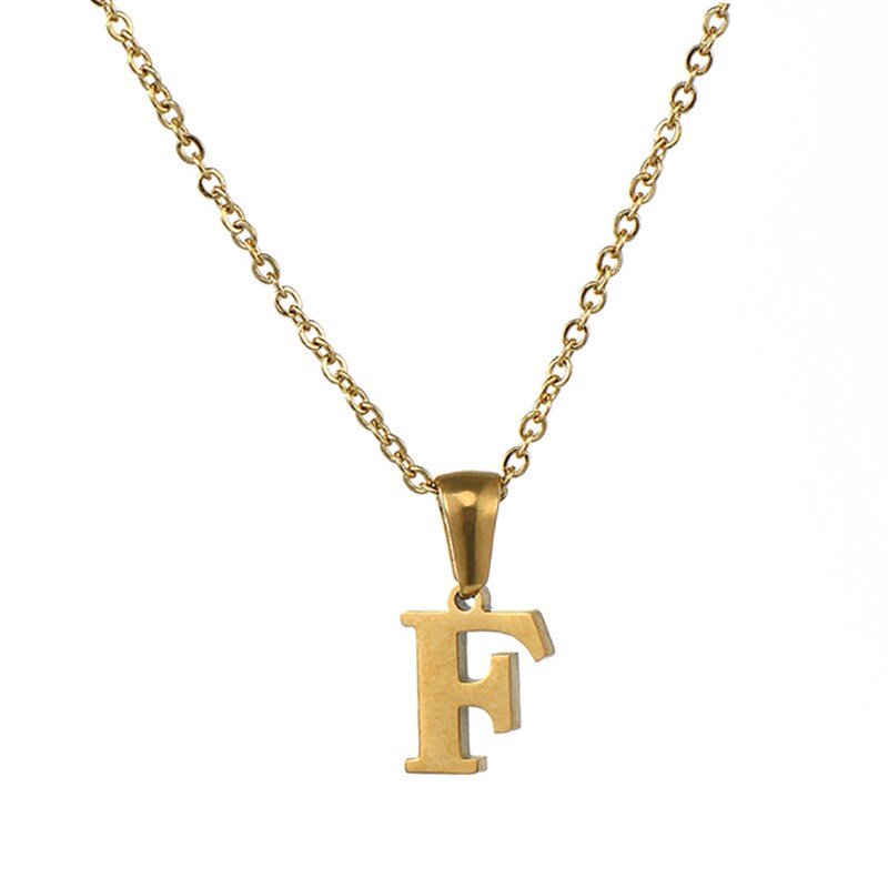 Gold color / 1 Piece Simple Series Simple Letter F Stainless Steel 18K Gold Plated Women's Pendant Necklaces Picture6